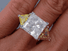 8.69 CTW PRINCESS CUT DIAMOND ENGAGEMENT RING H SI2