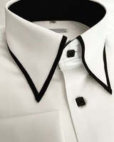 MorCouture White Black Trim High Collar Shirt 2XL(18 - 18.5)