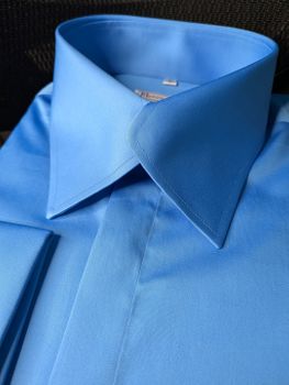 MorCouture French Blue Swerve Collar Shirt 3XL( 19 - 19.5)