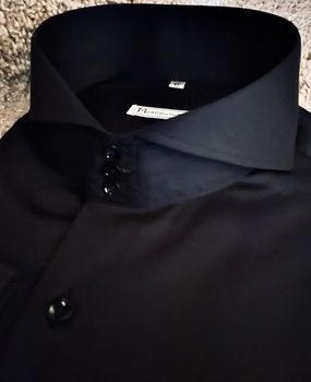 MorCouture Black Cutaway Collar Shirt XL(17- 17.5)