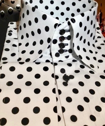 MorCouture White Black Polka Dot 4 Button High Collar Shirt XL(17 - 17.5)