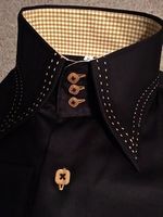 MorCouture Black Gold Stitch High Collar Shirt S (14.5 - 15)