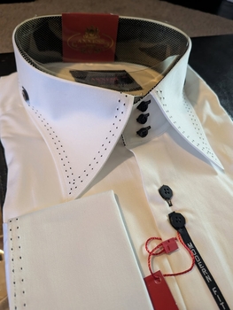 Axxess White Black Double Stitch 3 button 5XL(21 - 21.5)