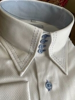 MorCouture White Sky Blue Stitched High Collar Shirt 2XL(18 - 18.5)
