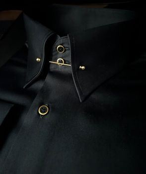 MorCouture Black Deluxe Tie Pin Dress Shirt