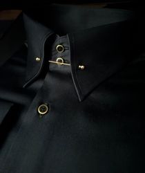 MorCouture Black Deluxe Tie Pin Dress Shirt
