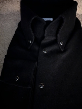 MorCouture Black Snap Denim High Collar Shirt