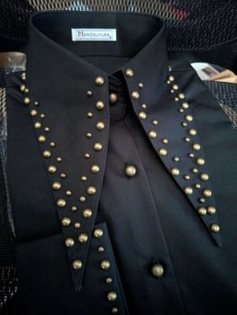 MorCouture Black Studded Couture Collar Shirt