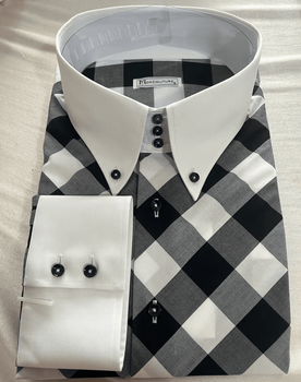 MorCouture Black White Big Check Diagonal Shirt