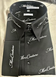 MorCouture Black White Brand High Collar Shirt MorCouture Black White Brand High Collar Shirt