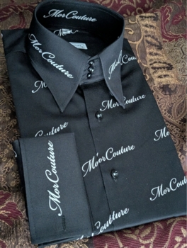 MorCouture Black White Brand High Collar Shirt
