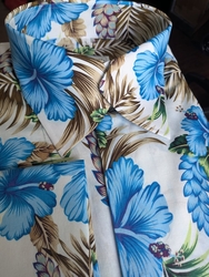 MorCouture Blue Floral Swerve Collar Shirt