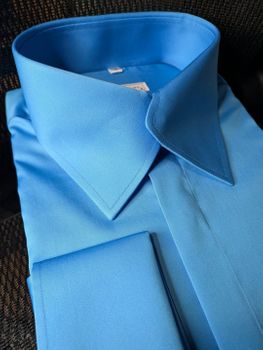 MorCouture Blue Swerve Collar Shirt