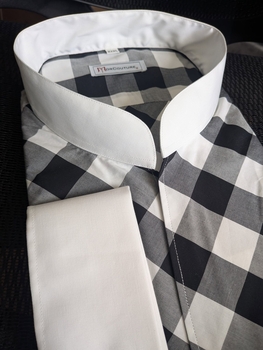 MorCouture Black White Band Collar Shirt 3XL(19 - 19.5)