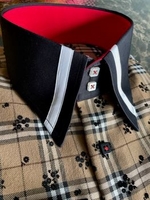MorCouture Plaid Flower High Collar Shirt L(16 - 16.5)