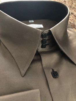 MorCouture Dark Brown High Collar Shirt (all brown)