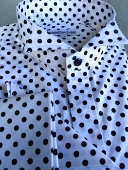 MorCouture Black Polka Dot Wing Collar Shirt XL(17 - 17.5)