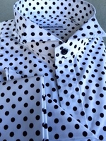 MorCouture Black Polka Dot Wing Collar Shirt XL(17 - 17.5) MorCouture Black Polka Dot Wing Collar Shirt XL(17 - 17.5)