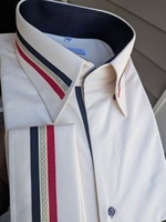 MorCouture Ivory Stripe Trim L(16 - 16.5)