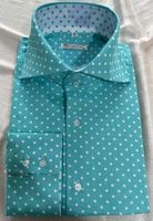 MorCouture Light Aqua Polka dot Spread Collar Shirt M(15.5 - 16) MorCouture Light Aqua Polka dot Spread Collar Shirt M(15.5 - 16)