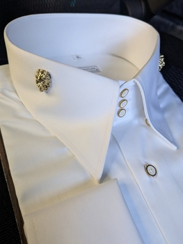 MorCouture Limited Edition White Lion High Collar Shirt (Flat cotton)