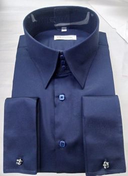 MorCouture Navy High Collar shirt