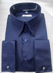 MorCouture Navy High Collar shirt