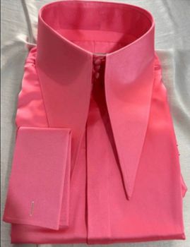 MorCouture Pink Couture High Collar Shirt -Satin buttons