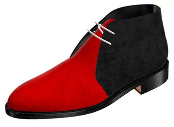 MorCouture Red Black Suede Chukka Boots