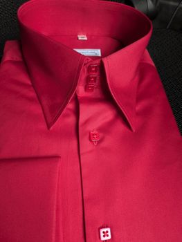 MorCouture Red Red High Collar Shirt