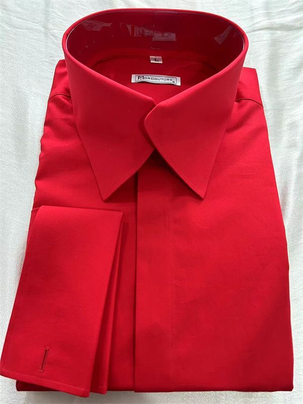MorCouture Red Swerve Collar Shirt