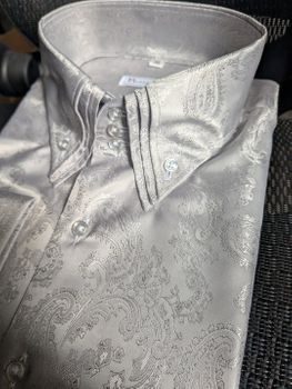 MorCouture Silver Paisley Triple Collar Shirt