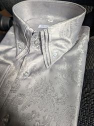 MorCouture Silver Paisley Triple Collar Shirt MorCouture Silver Paisley Triple Collar Shirt