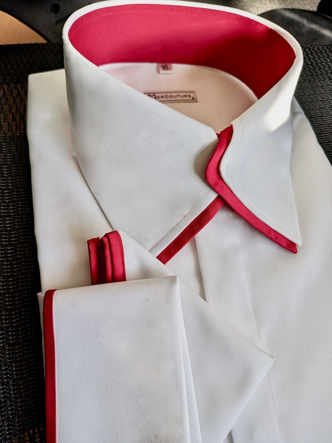 MorCouture Swerve Collar Shirt Red Accent Shirt Set