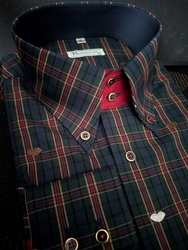 MorCouture Tartan Plaid High Collar Shirt MorCouture Tartan Plaid High Collar Shirt