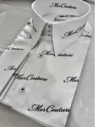 MorCouture White Black Brand High Collar Shirt MorCouture White Black Brand High Collar Shirt