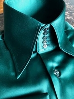 MorCouture Green Satin High Collar Shirt XL(17 - 17.5) MorCouture Green Satin High Collar Shirt XL(17 - 17.5)