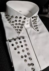 MorCouture White Spike Stud High CollarShirt MorCouture White Spike Stud High CollarShirt