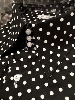 MorCouture Black White Polka Dot Shirt M(15.5 - 16)