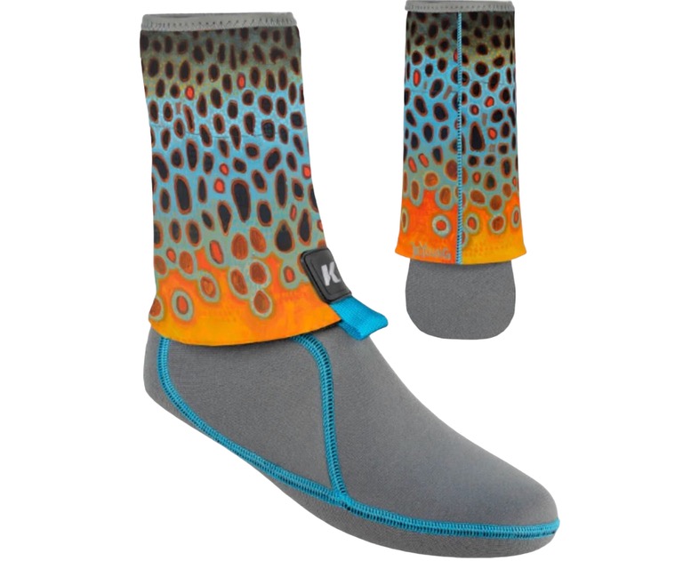 Korkers IDrain Wet Wading Guard Socks Deyoung Brown Trout Print