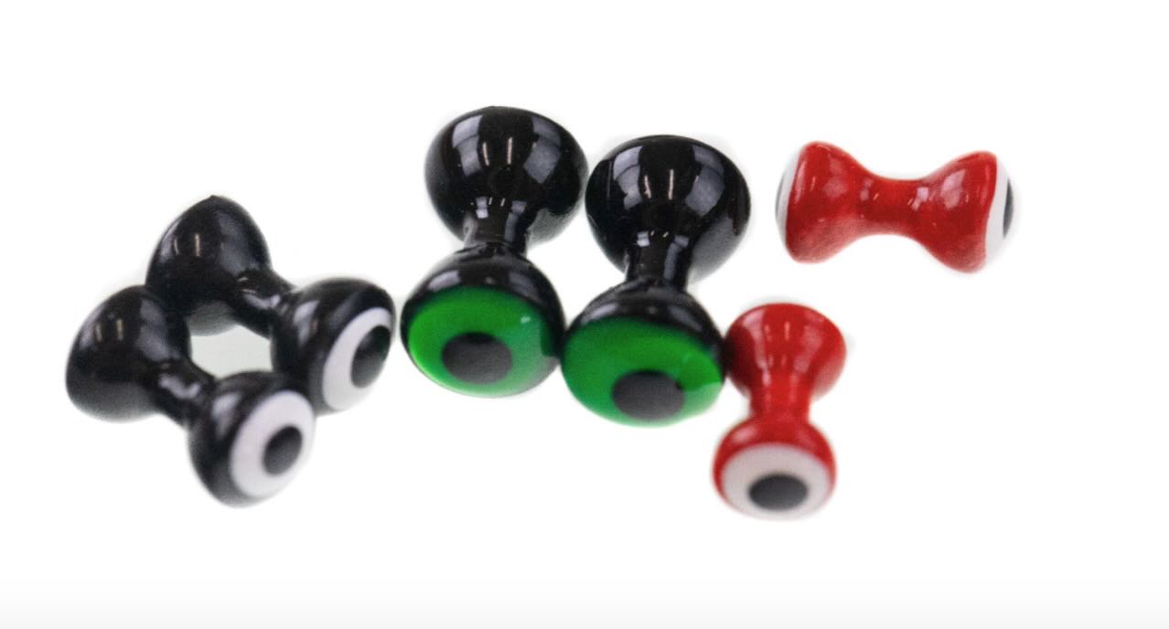 Hareline Double Pupil Brass Eyes Beads, Cones, Barbells, Eyes