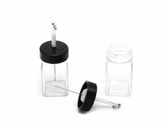 Hareline Empty Glass Jar with Applicator Cap Bodkin