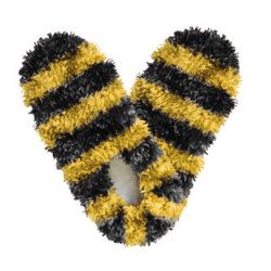 Adult Fuzzy Footies Black Gold Striped Slippers