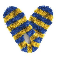 Adult Fuzzy Footies Blue & Gold Striped Slippers