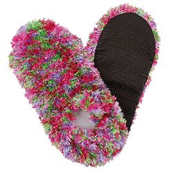 Adult Fuzzy Footies Green/Purple/Lt Pink/Pink Slippers