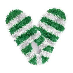 Adult Fuzzy Footies Green & White Striped Slippers