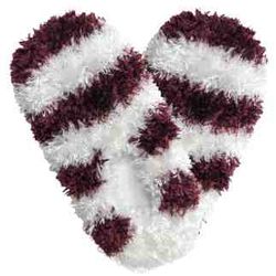 Adult Fuzzy Footies Marroon & White Striped Slippers