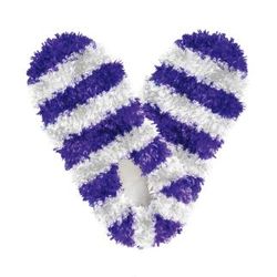 Adult Fuzzy Footies Purple & White Striped Slippers