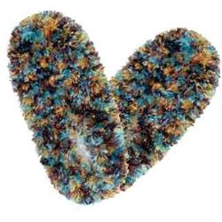 Adult Fuzzy Footies Turquoise. Brown. & Light Orange Slippers