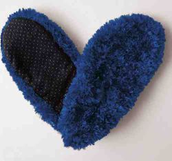 Adult Large Fuzzy Footies Blue, Navy Slippers